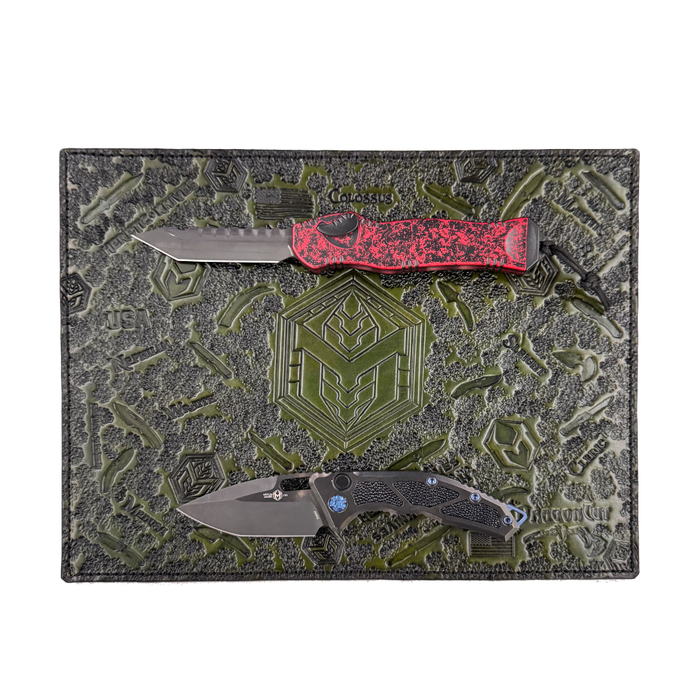 HereticKnives DragonCut Leather Mat OD Example